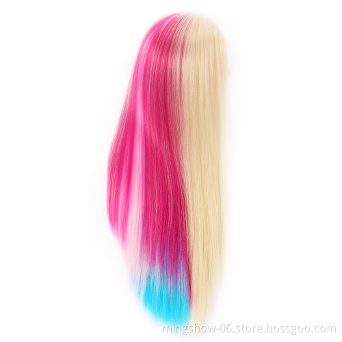 28" 100% High Temperature Fiber Colorful Hair Training Head Nice Hairdressing Doll Heads Mannequin Head To Practice Braiding